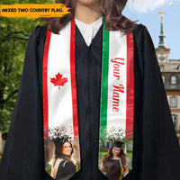 Thumbnail for Mixed Two Country Flag Graduation Stoles/Sash, Graduation Gift - Jonxifon