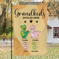 Thumbnail for Grandkids Spoiled Here- Funny Personalized Garden Dinosaur Flag - Jonxifon