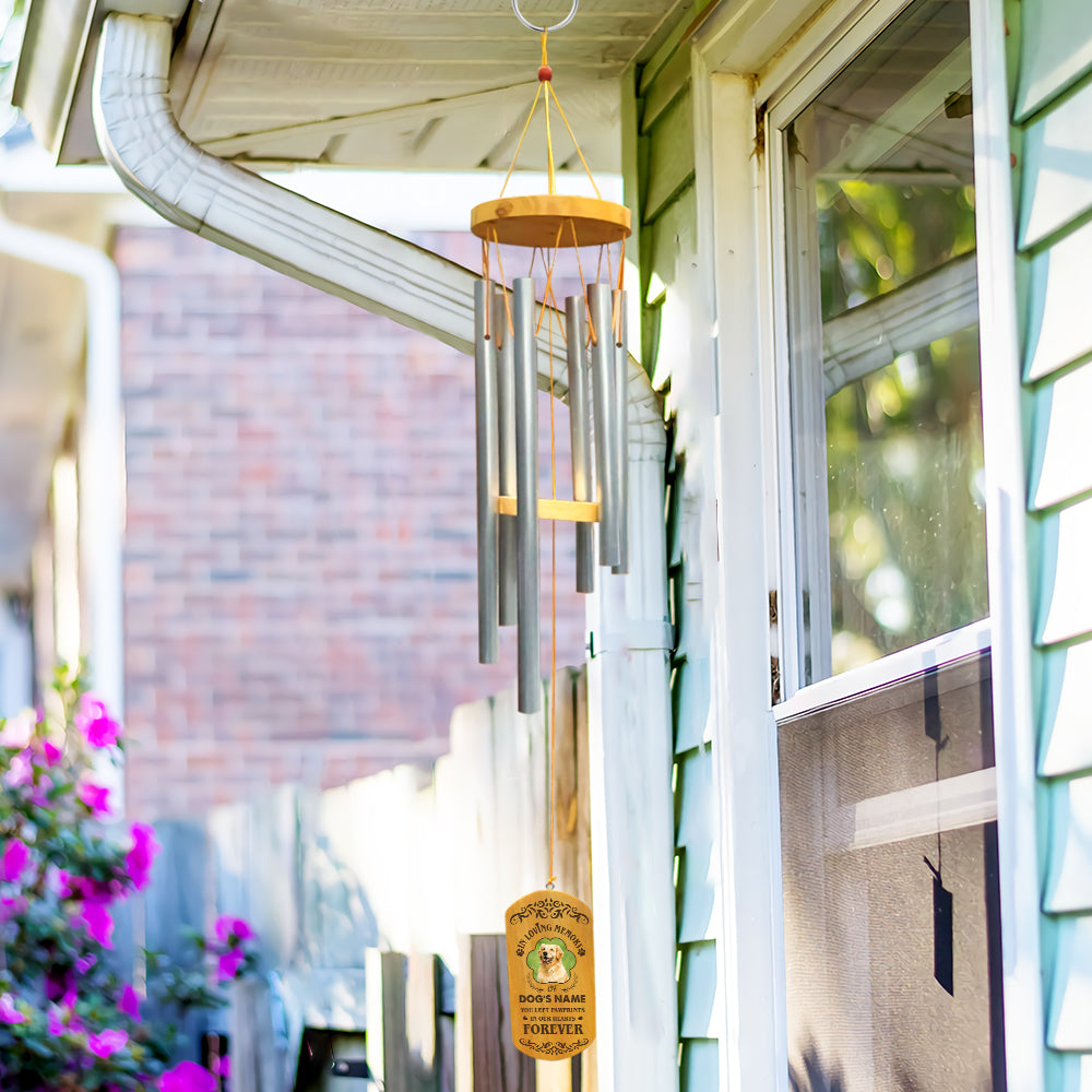 You left your paw prints in our hearts forever, - Personalized Wind Chimes