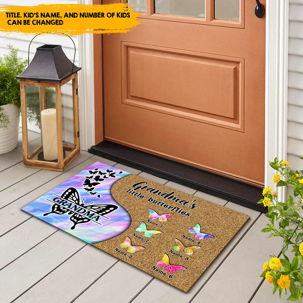 Grandma's Little Butterflies - Personalized Hologram Doormat, Mother's Day