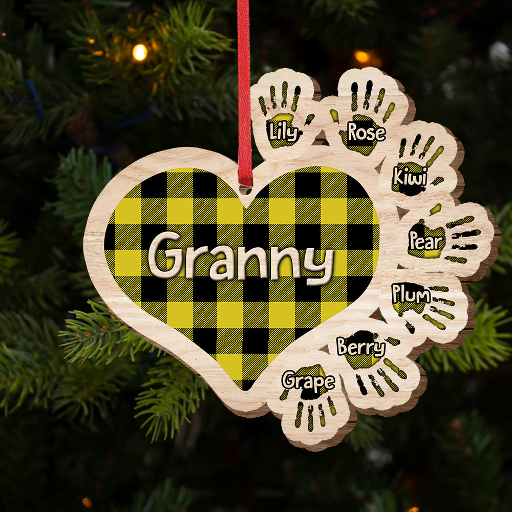 Gift For Grandma Hands Christmas Wood Ornament, Customized Holiday Ornament CHI-YEN