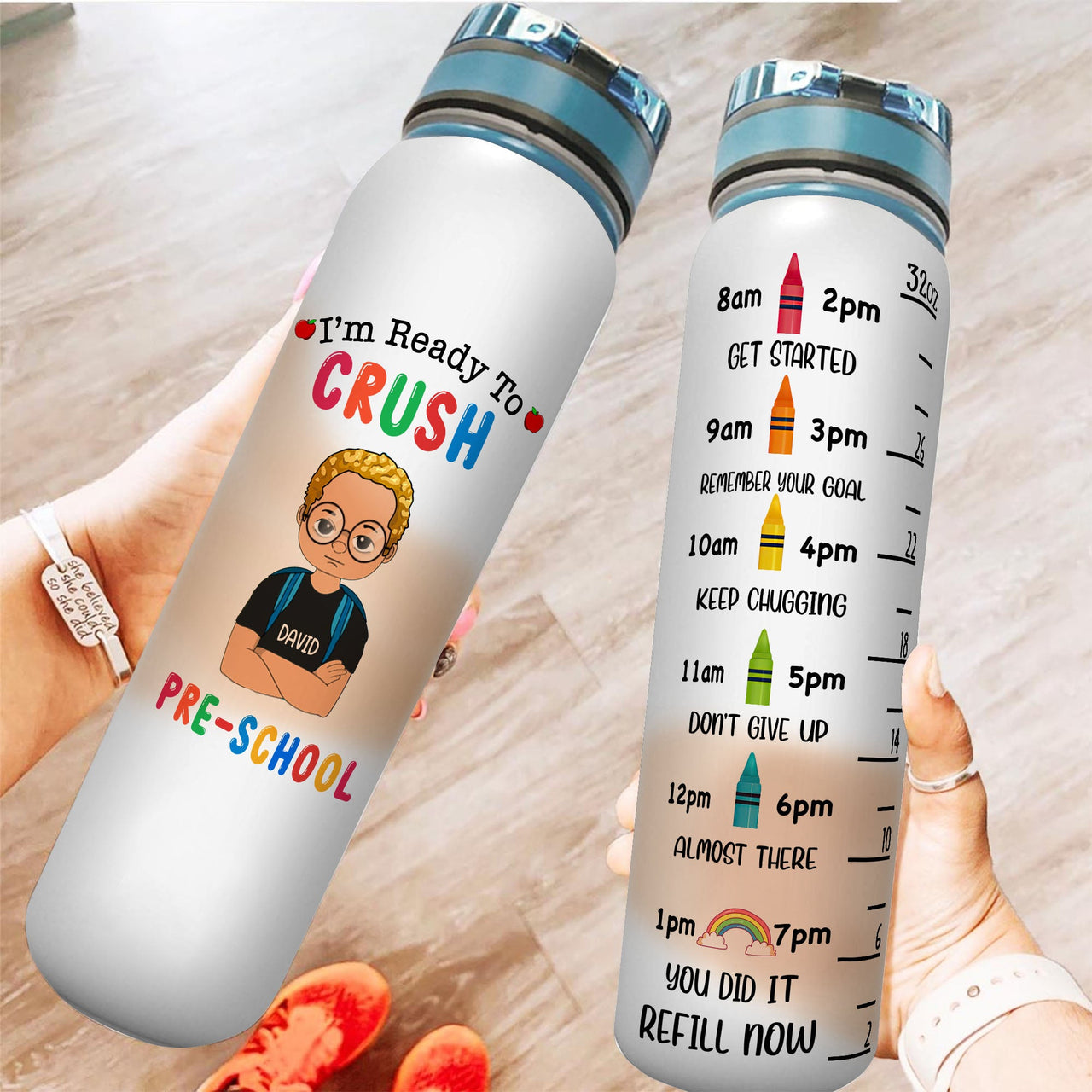 DIY Ready To Crush Water Tracker Bottle, Gift For Kids Back To School