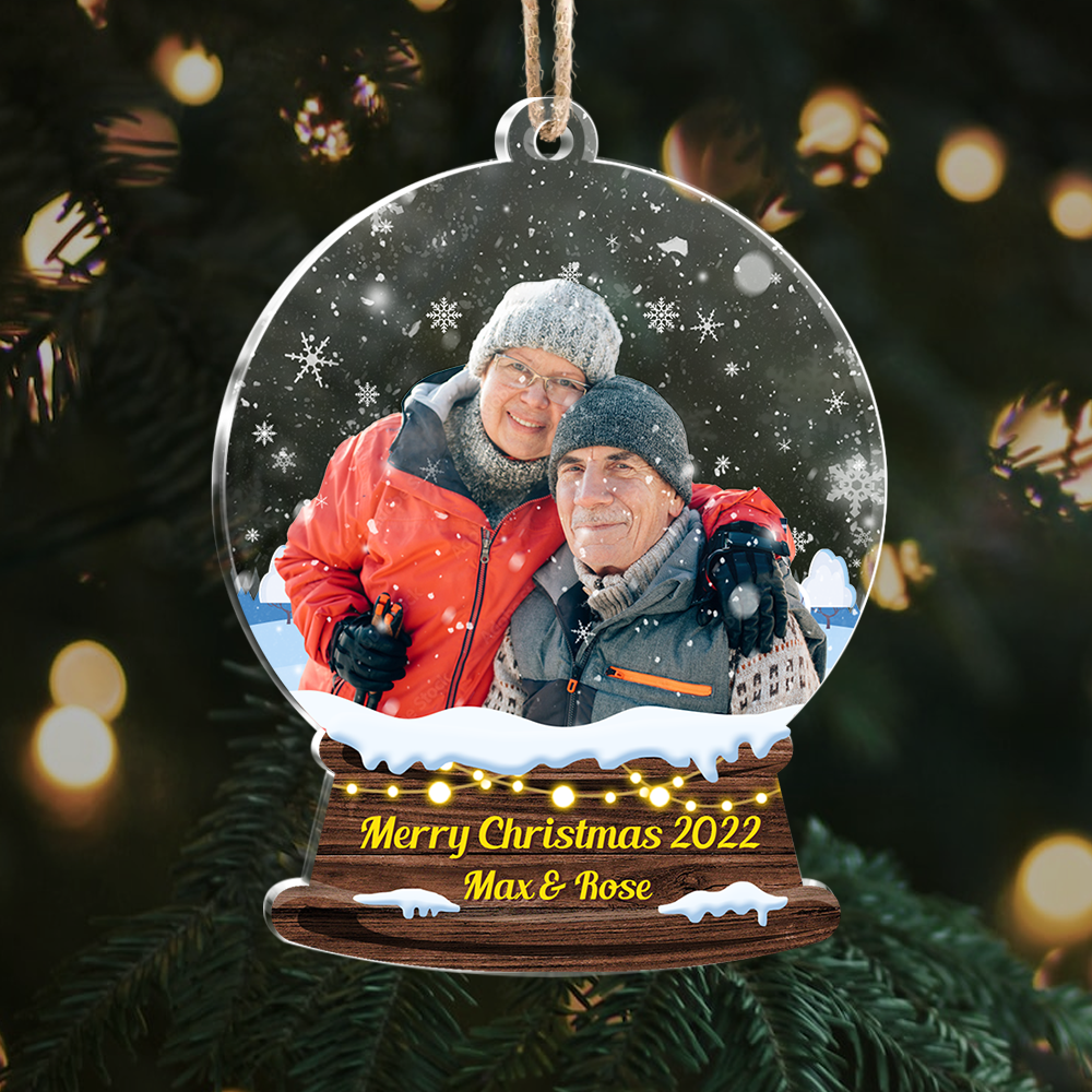 Custom Merry Christmas 2022 Photo Snowglobe Printed Acrylic Ornament, Christmas Gift YHN-YEN