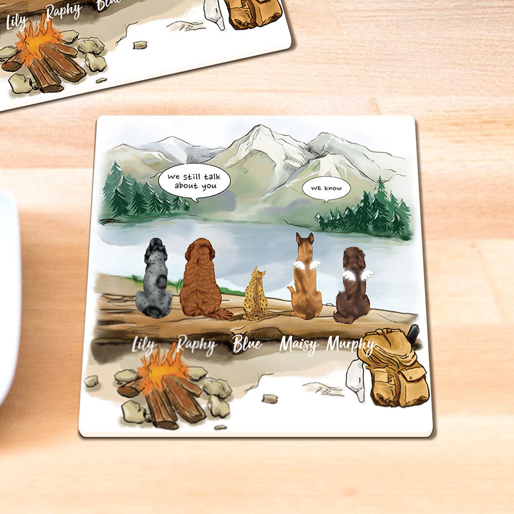 Pet Memorial Square Stone Coasters, Dog Cat Loss Gifts, Mountain, Hiking - Jonxifon