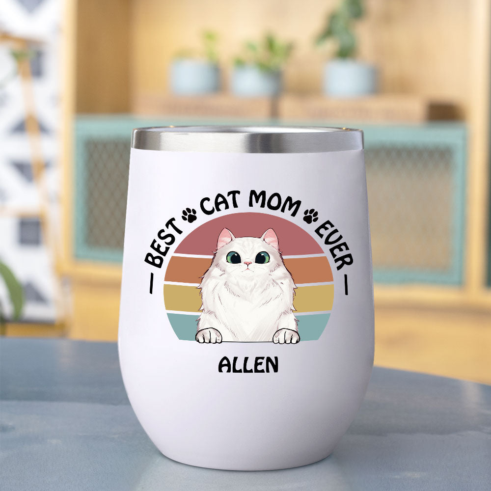 Best Cat Mom Ever 12oz Tumbler, Gift For Cat Mom - Jonxifon