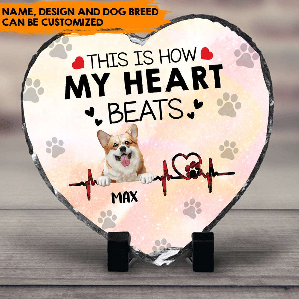 This Is How My Heart Beats - Custom Dog Photo Slate, Gift For Dog Lovers