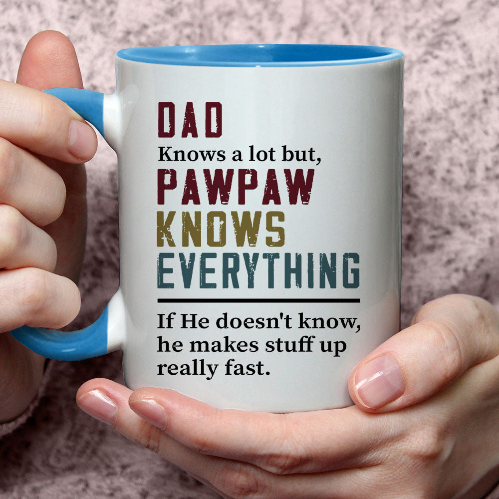 Dads Know A Lot But Grandpa Knows Everything Customized Grandpa Photo With Name Personalized Mug