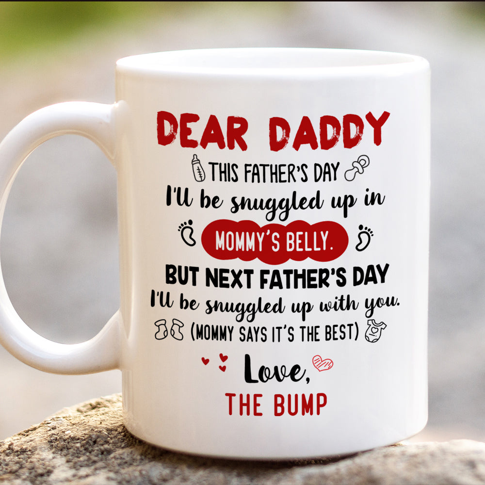 Snuggled up in belly's Mom - Personalized Coffee Mug