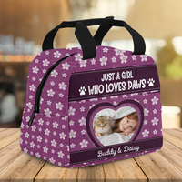 Thumbnail for Personalized Photo Just A Girl Who Loves Paws Lunch Bag, Gift For Pet Lovers