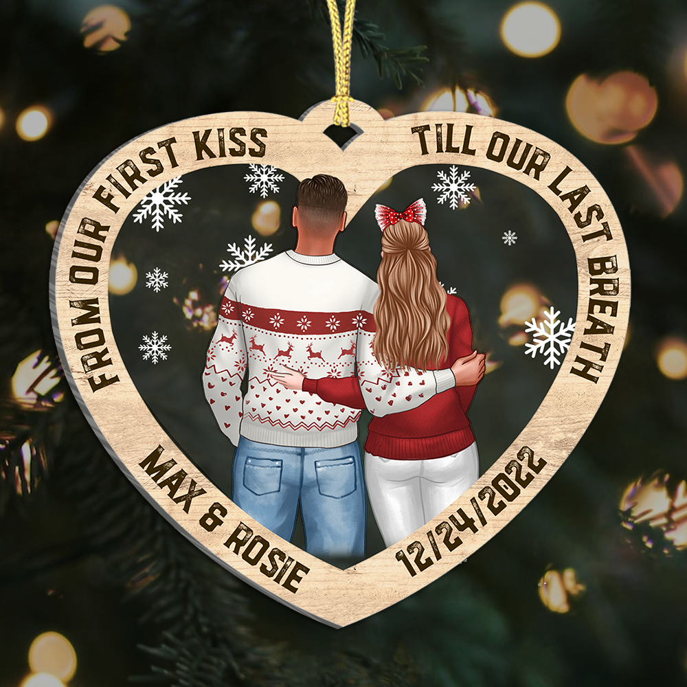 From First Kiss Till Last Breath Personalized Love Couple Printed Acrylic Ornament