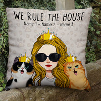 Thumbnail for Personalized Dog Cat Mom We Rule The House Pillow, Gift For Cat Lover