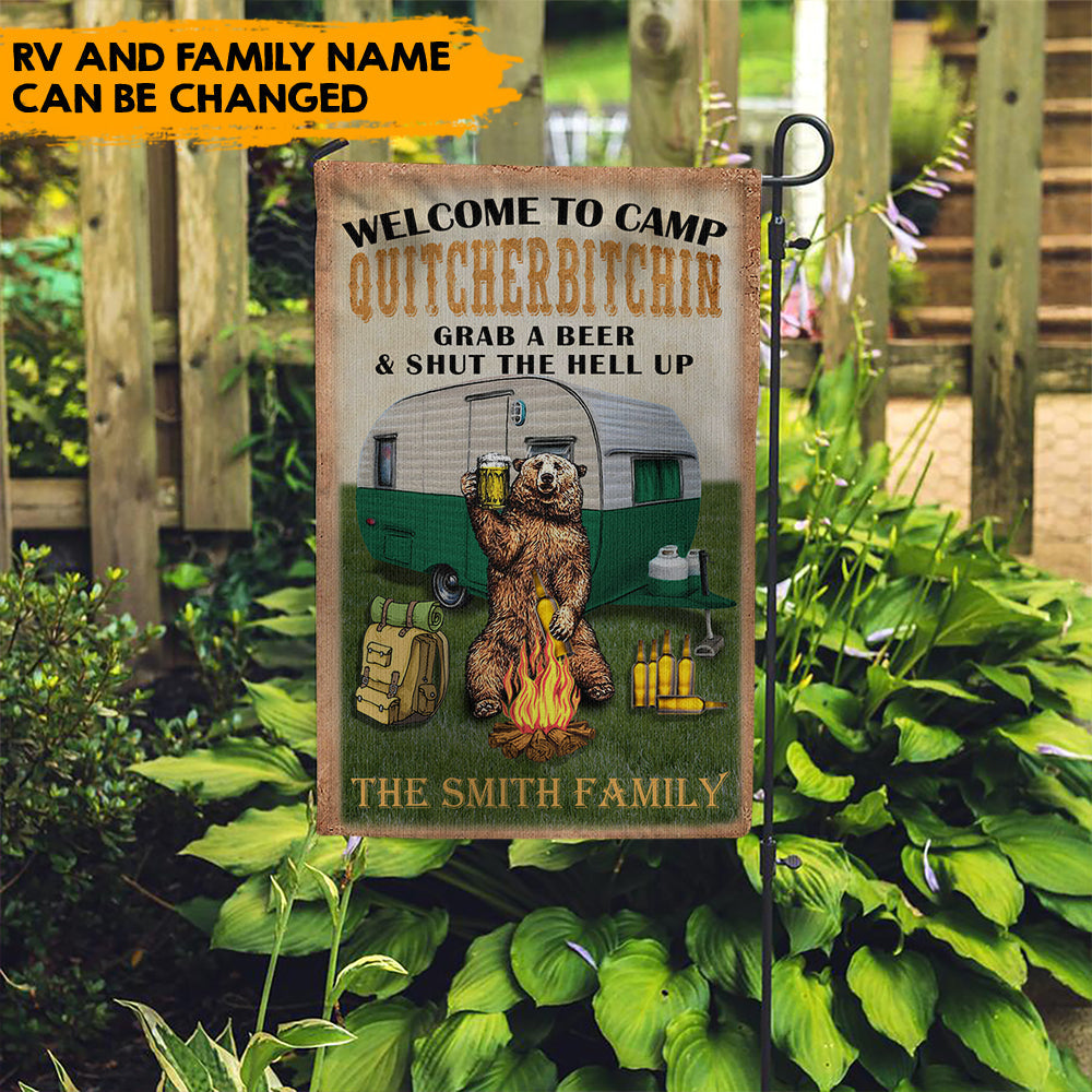 Funny Welcome Garden Flag, Camping Flag - Personalized Garden Flag