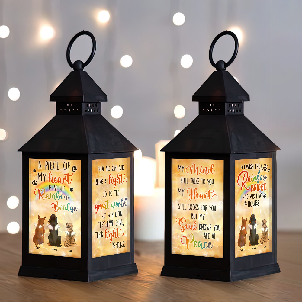 Custom A Piece Of My Heart Dog Cat Memorial Lantern II, Memorial Gift