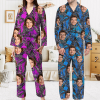 Thumbnail for Personalized Custom Face Husband Wife Camo Hunting Pattern Pajamas Set, Funny Gift For Hunting Lover CHI-YEN