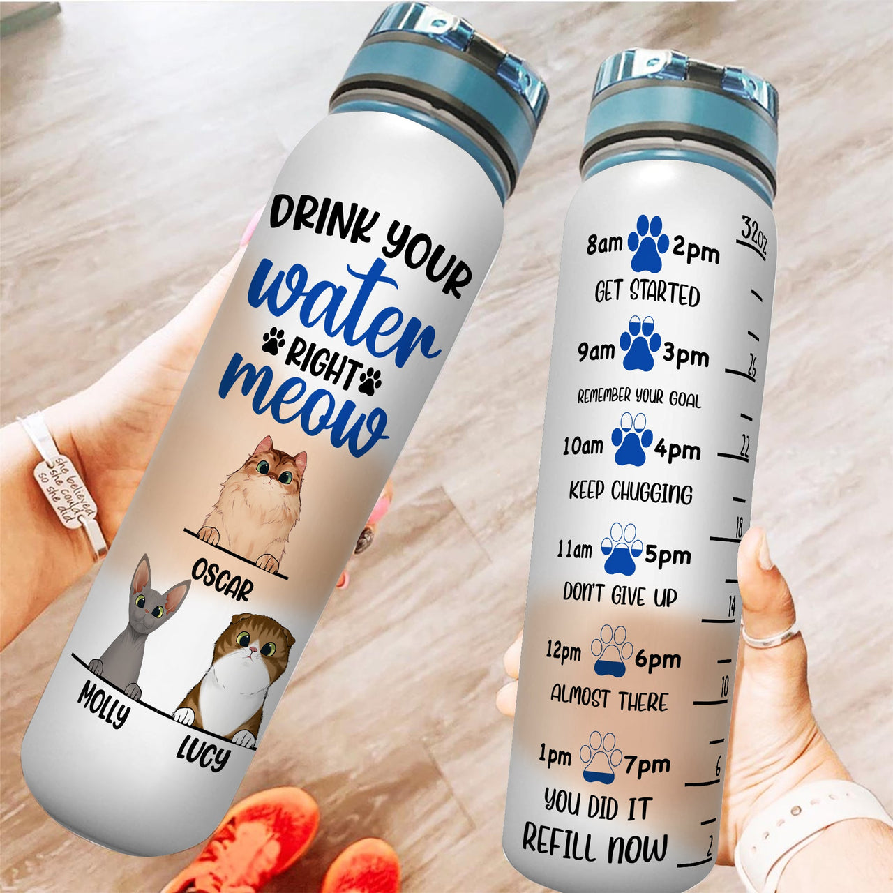 Drink your meow water - Custom Water Tracker Bottle