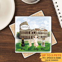 Thumbnail for Personalized Pet Memorial Square Stone Coasters-Dog Cat Loss Gifts-Pet Bereavement Gift-DOG & CAT-Colosseum - Jonxifon