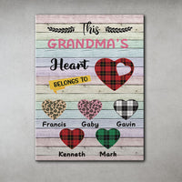 Thumbnail for This Grandma's Heart Belongs To Personalized Canvas, Family Gift For Grandma - Jonxifon