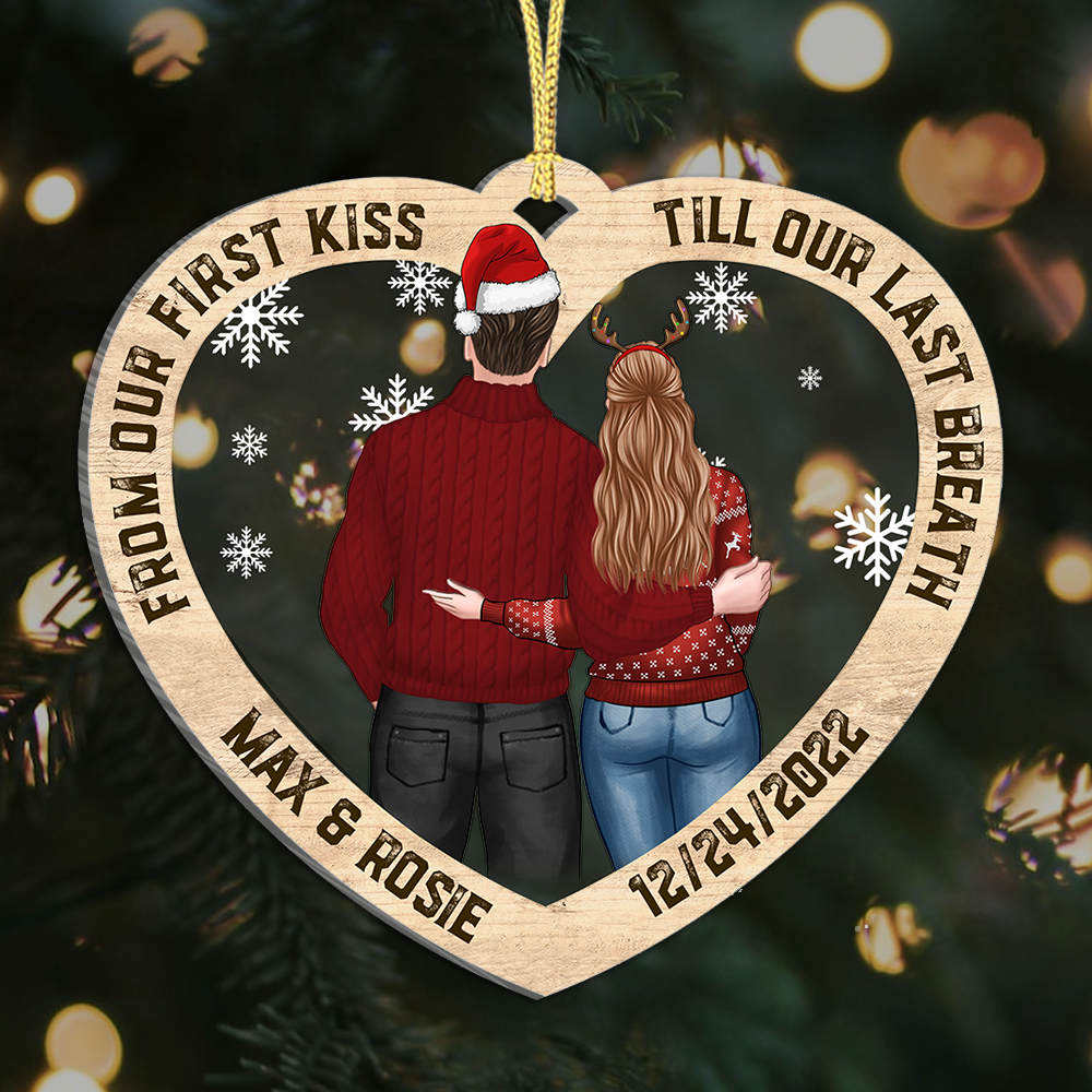 From First Kiss Till Last Breath Personalized Love Couple Printed Acrylic Ornament