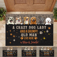 Thumbnail for Crazy Dog Lady And An Grumpy Old Man - Personalized Family Doormat, Dog Lovers Gift