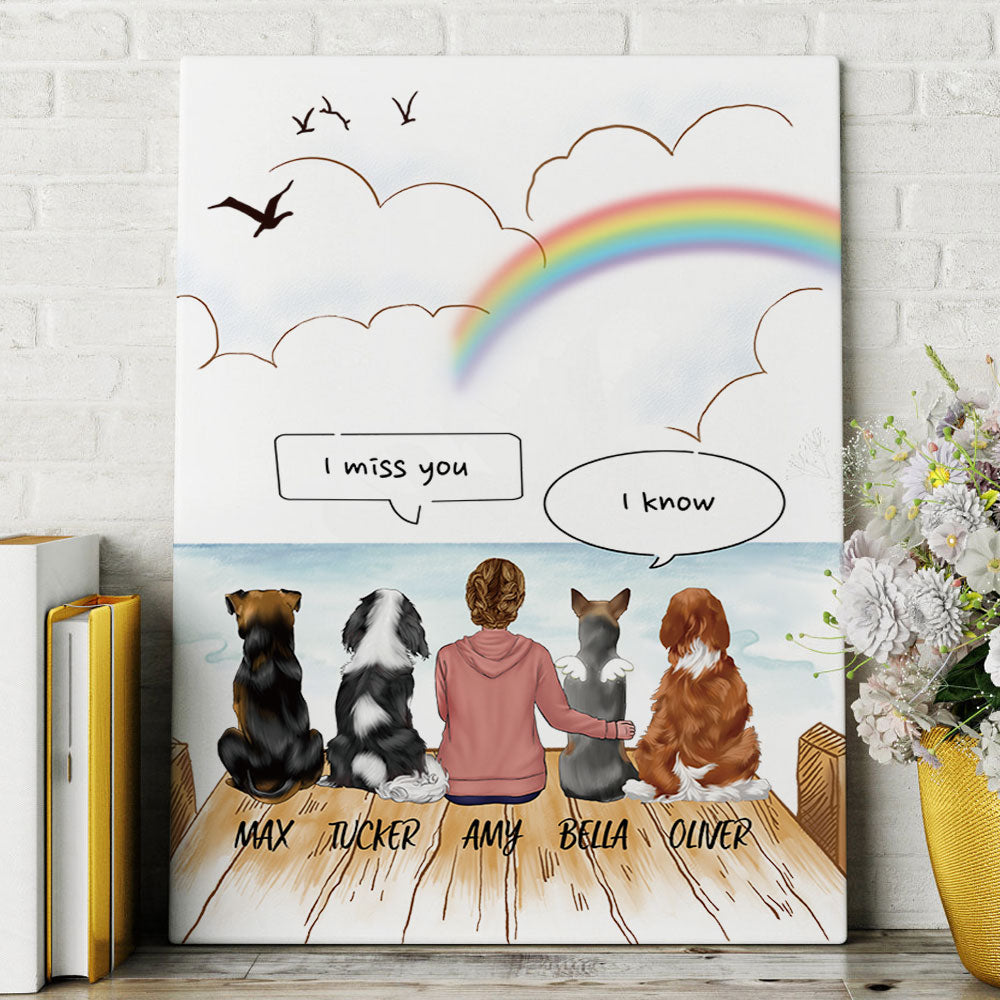 I Miss You Conversation - Wooden Dock Canvas Print Memorial Gifts For Dog Lovers - Jonxifon