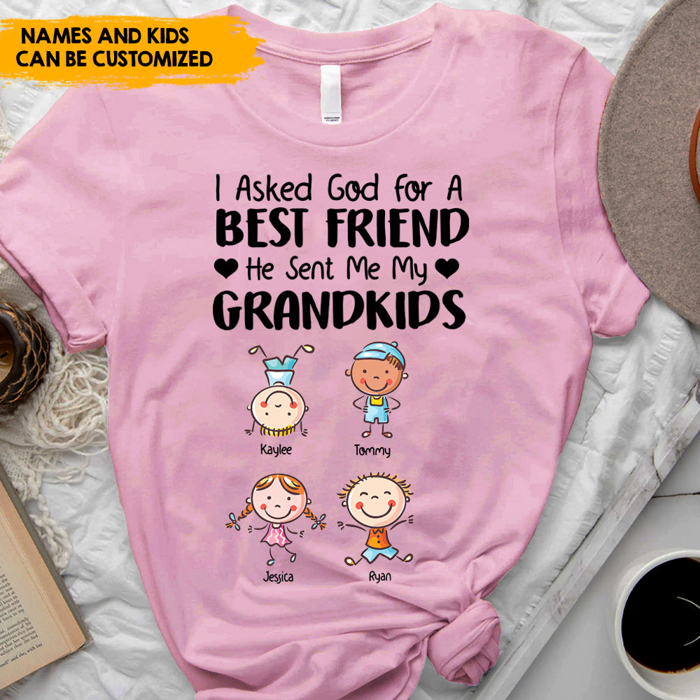 God Sent Me My Grandkids, Mother's Day Gift - Personalized T-Shirt