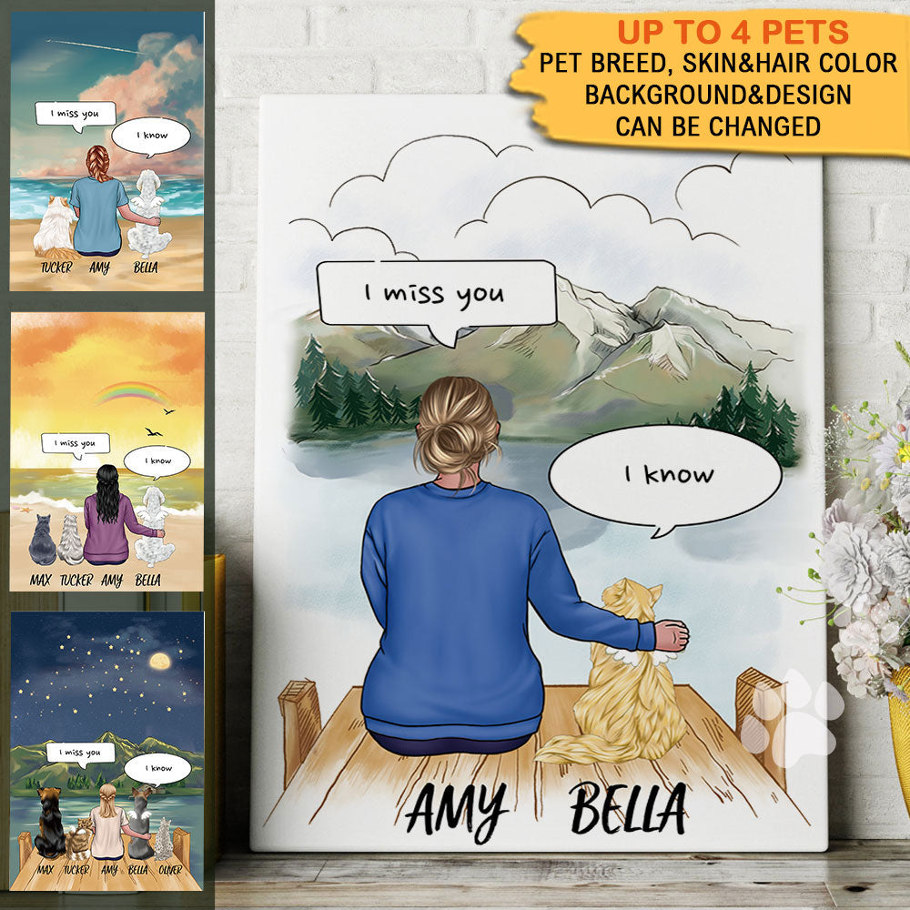 I Miss You Conversation - Wooden Dock Canvas Print Memorial Gifts For Dog Lovers - Jonxifon