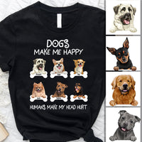 Thumbnail for Dogs Make Me Happy - Personalized T-Shirt, Dog Lovers Gift