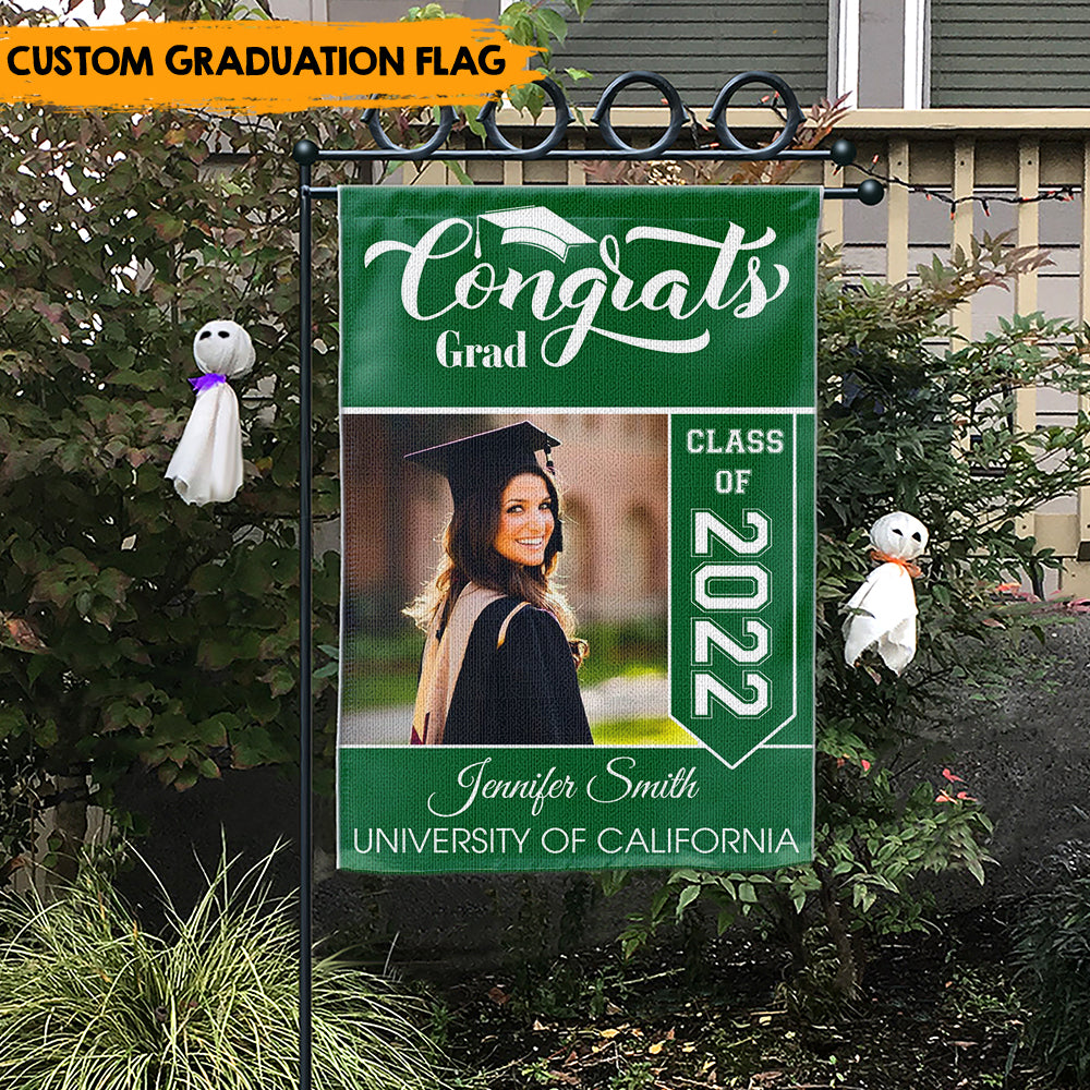 Graduation Flag Congrats Grad - Customized Garden Flag, Graduation Gift