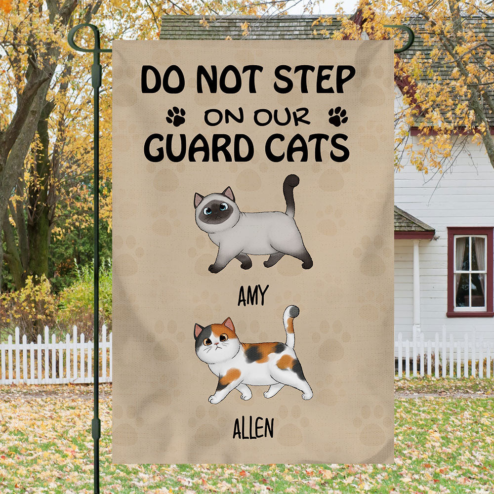 Do Not Step On Our Guard Cat- Personalized Garden Cat Flag - Jonxifon