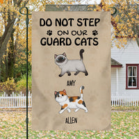 Thumbnail for Do Not Step On Our Guard Cat- Personalized Garden Cat Flag - Jonxifon