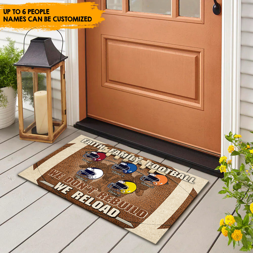 Faith Football Family - Personalized Family Football Doormat