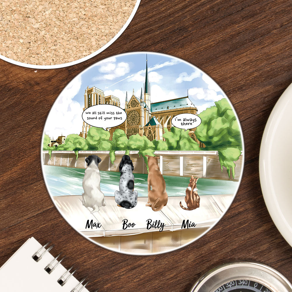 Personalized Pet Memorial Circle Stone Coasters-Dog Cat Loss Gifts-Pet Bereavement Gift-DOG & CAT-Notre-Dame de Paris - Jonxifon