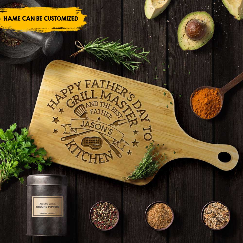 Grill Master - Personalized Wood Cutting Board With Handle