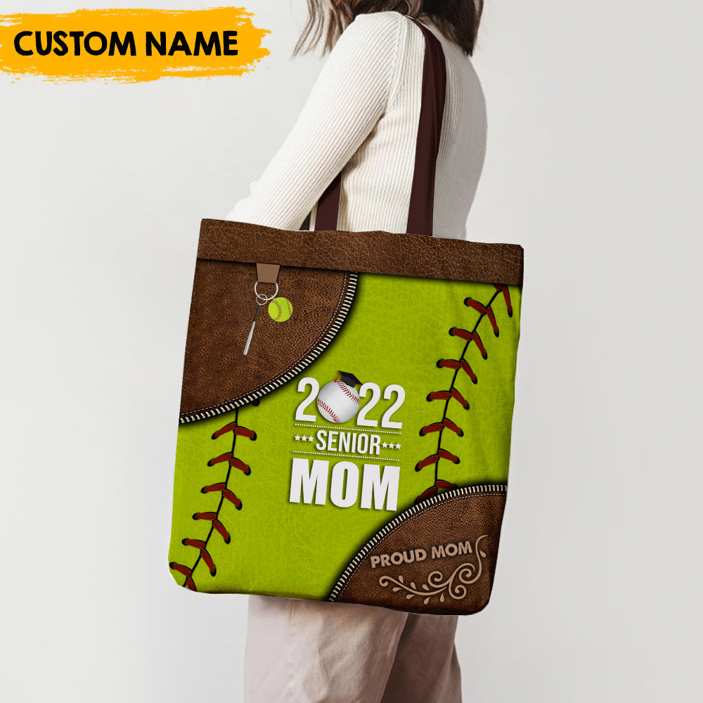 Proud 2022 Senior Mom - Personalized Leather Pattern Printed Tote Bag