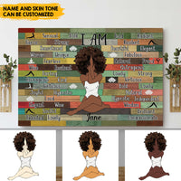 Thumbnail for Afro Girl Yoga Vintage - Customized Name And Skintone Canvas