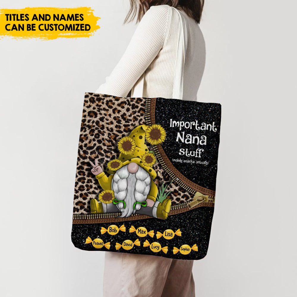 Important Nana's Stuff - Personalized All-Over Tote Bag