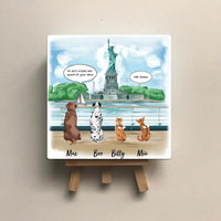 Thumbnail for Personalized Pet Memorial Square Stone Album-Dog Cat Loss Gifts-Pet Bereavement Gift-DOG & CAT-Statue of liberty - Jonxifon