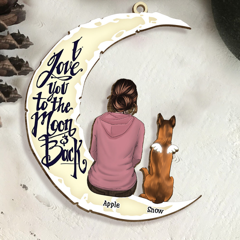 Personalized I Love You To The Moon And Back Dog Memorial Wood Ornament Cutout CHI-YEN