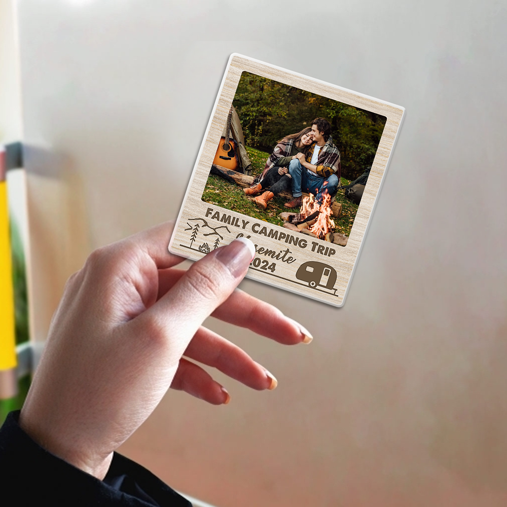 Personalized Photo Family Trip Camping Fridge Magnet, Gift For Campers JonxiFon