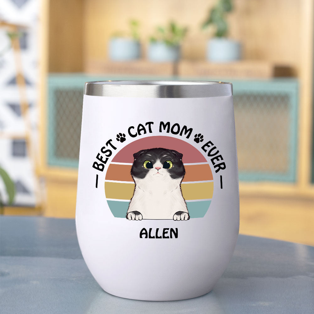 Best Cat Mom Ever 12oz Tumbler, Gift For Cat Mom - Jonxifon