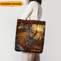 Thumbnail for Gone Deer Hunting - Personalized Leather Pattern Printed Tote Bag