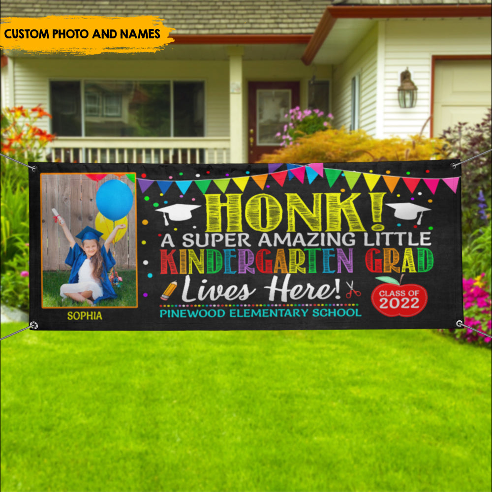 Honk For Amazing Little Grad - Personalized Kindergarten Graduate Banner