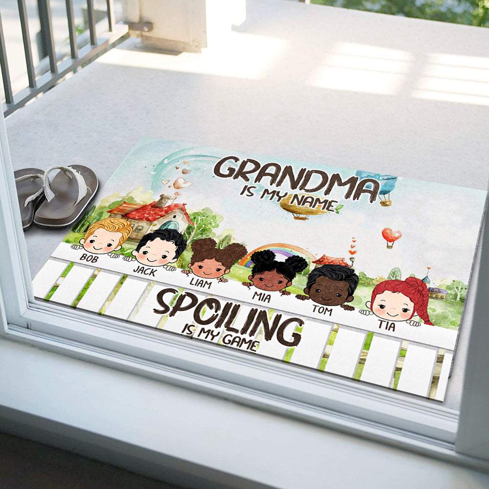 Grandkids Spoiled Here, Gift For Mother's Day, Grandma - Customized Doormat