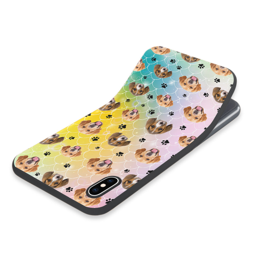 Custom Pet Photo Mermaid Pattern Silicone Phone Case, Gift For Dog Cat Lovers