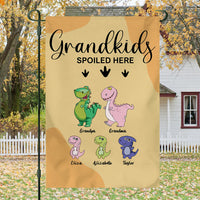 Thumbnail for Grandkids Spoiled Here- Funny Personalized Garden Dinosaur Flag - Jonxifon