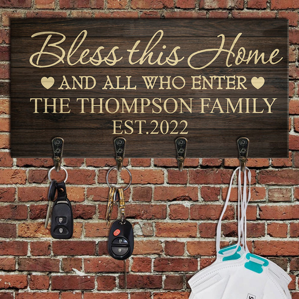 Home Sweet Home - Custom Key Hanger with Family Name