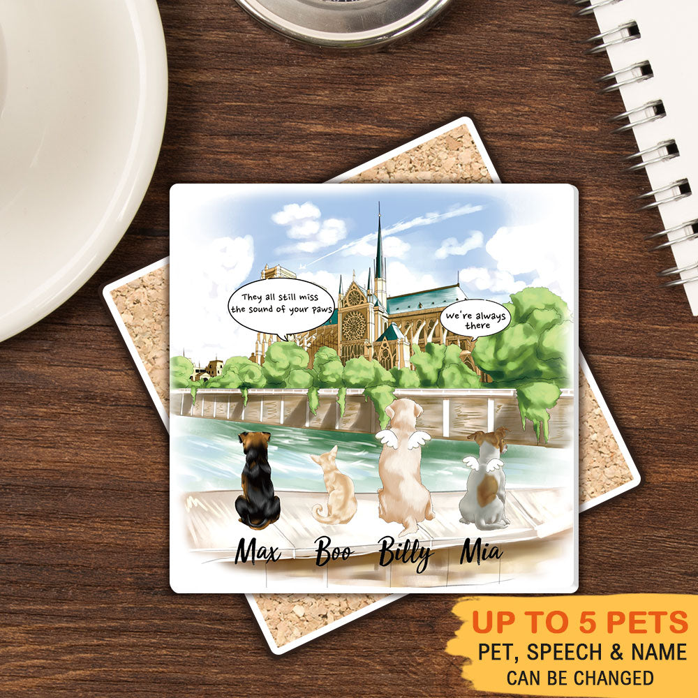 Personalized Pet Memorial Square Stone Coasters-Dog Cat Loss Gifts-Pet Bereavement Gift-DOG & CAT-Notre-Dame de Paris - Jonxifon