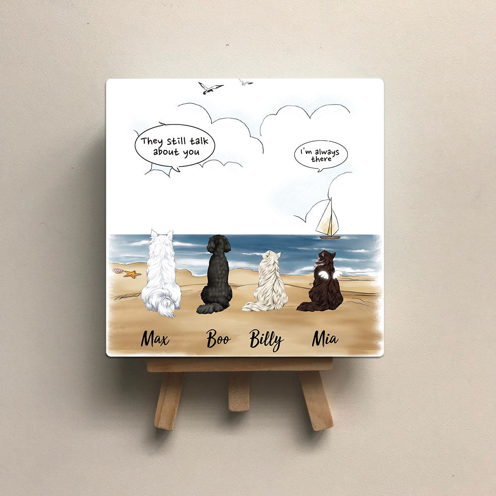 Personalized Pet Memorial Square Stone Album-Dog Cat Loss Gifts-Pet Bereavement Gift-DOG & CAT-Beach - Jonxifon