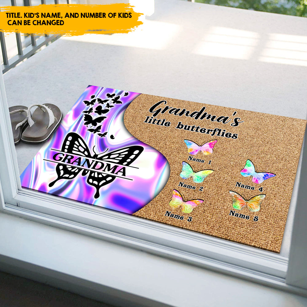 Grandma's Little Butterflies - Personalized Hologram Doormat, Mother's Day