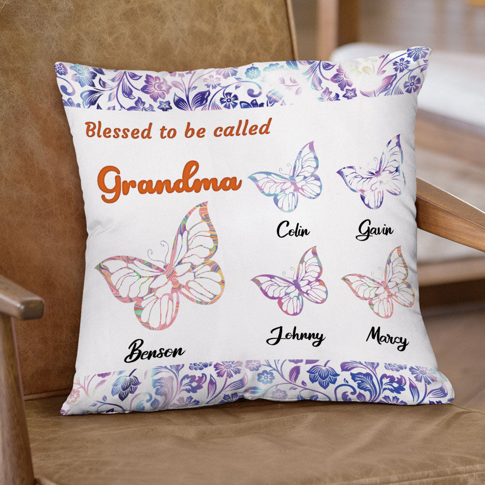 Blessed To Be Called Grandma Butterflies Personalized Pillow - Jonxifon